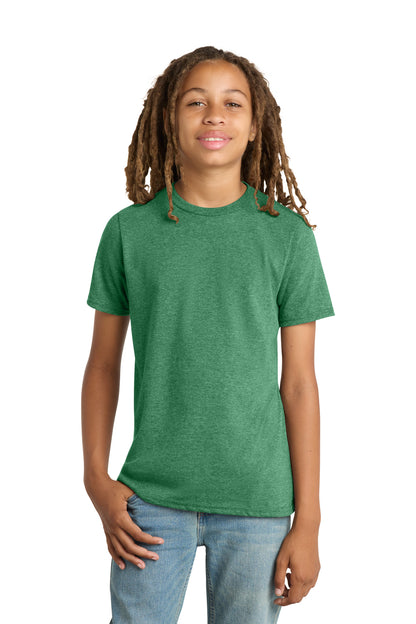 Custom Embroidered District T-Shirts  in Heathered Kelly Green