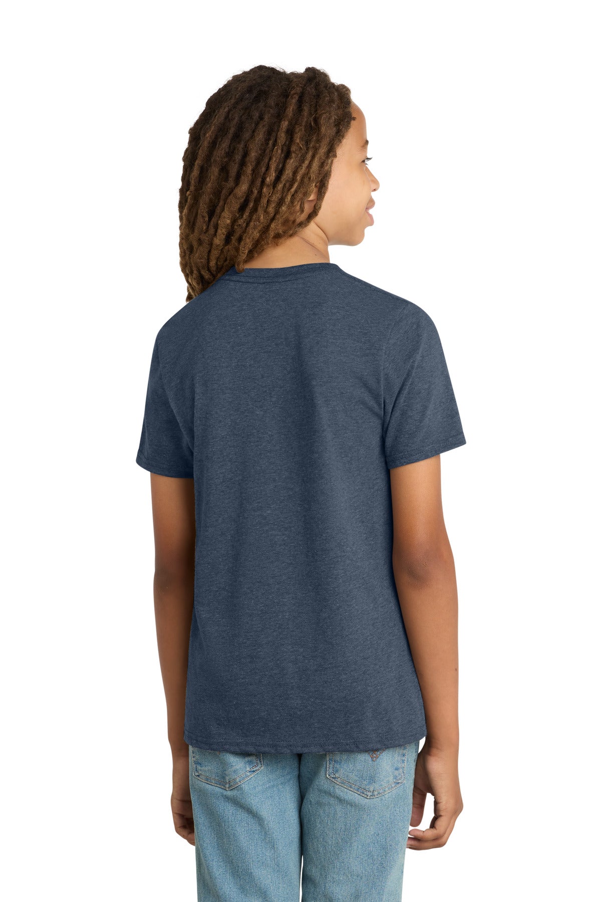 Custom Embroidered District T-Shirts  in Heathered Navy