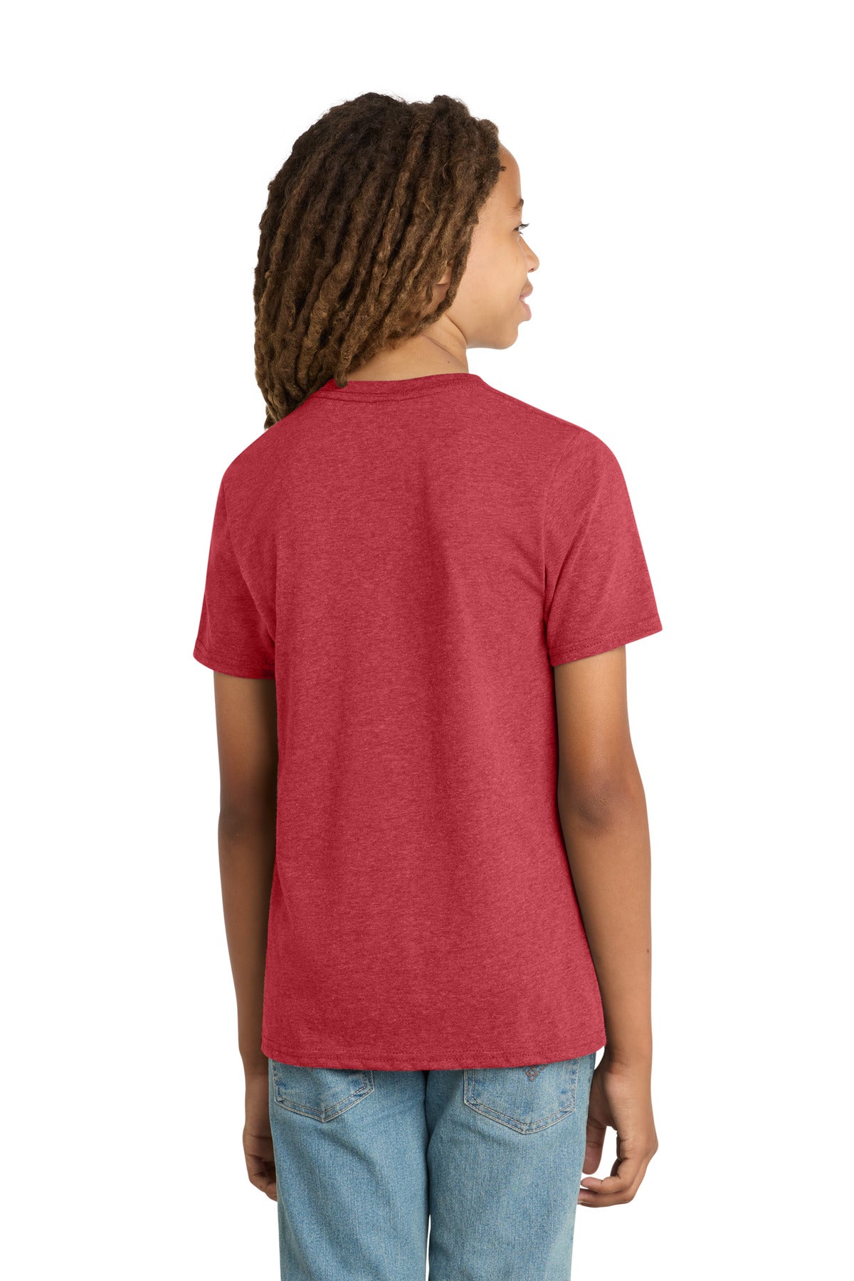 Custom Embroidered District T-Shirts  in Heathered Red