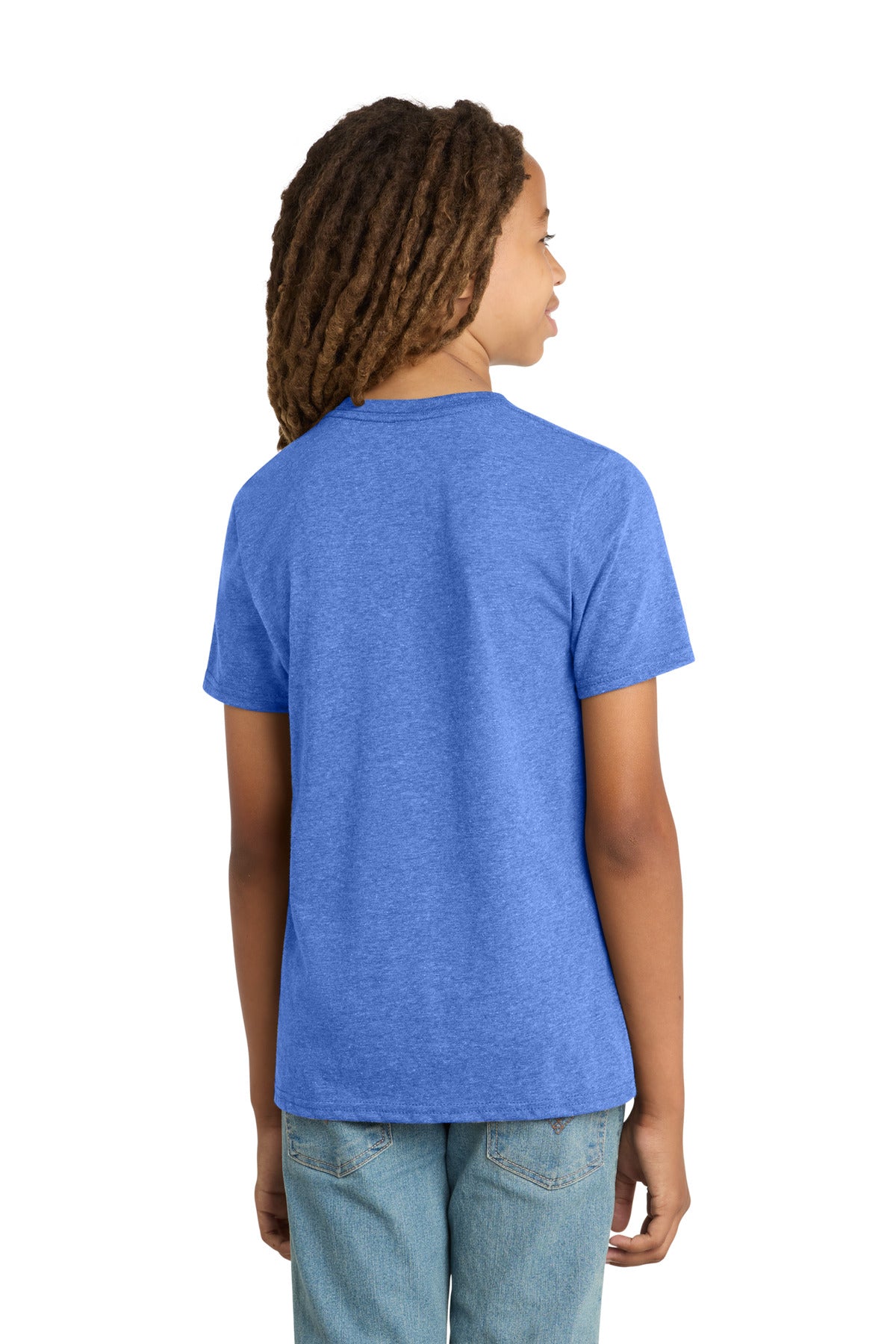 Custom Embroidered District T-Shirts  in Heathered Royal