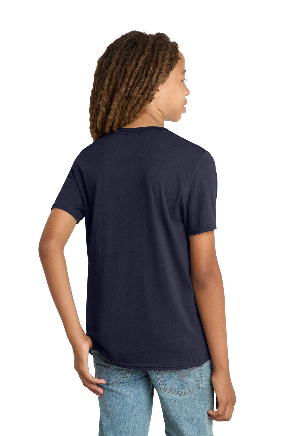 Custom Embroidered District T-Shirts  in New Navy