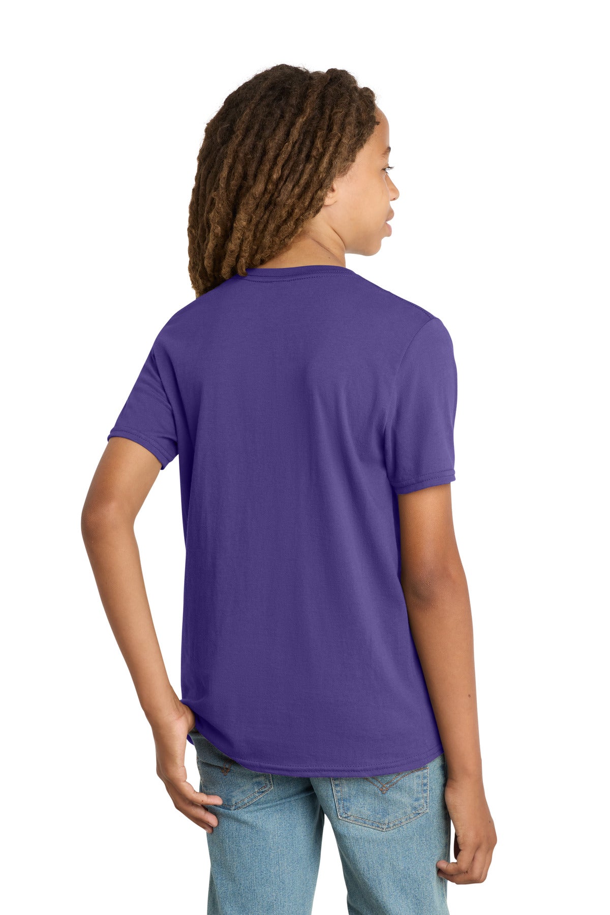 Custom Embroidered District T-Shirts  in Purple