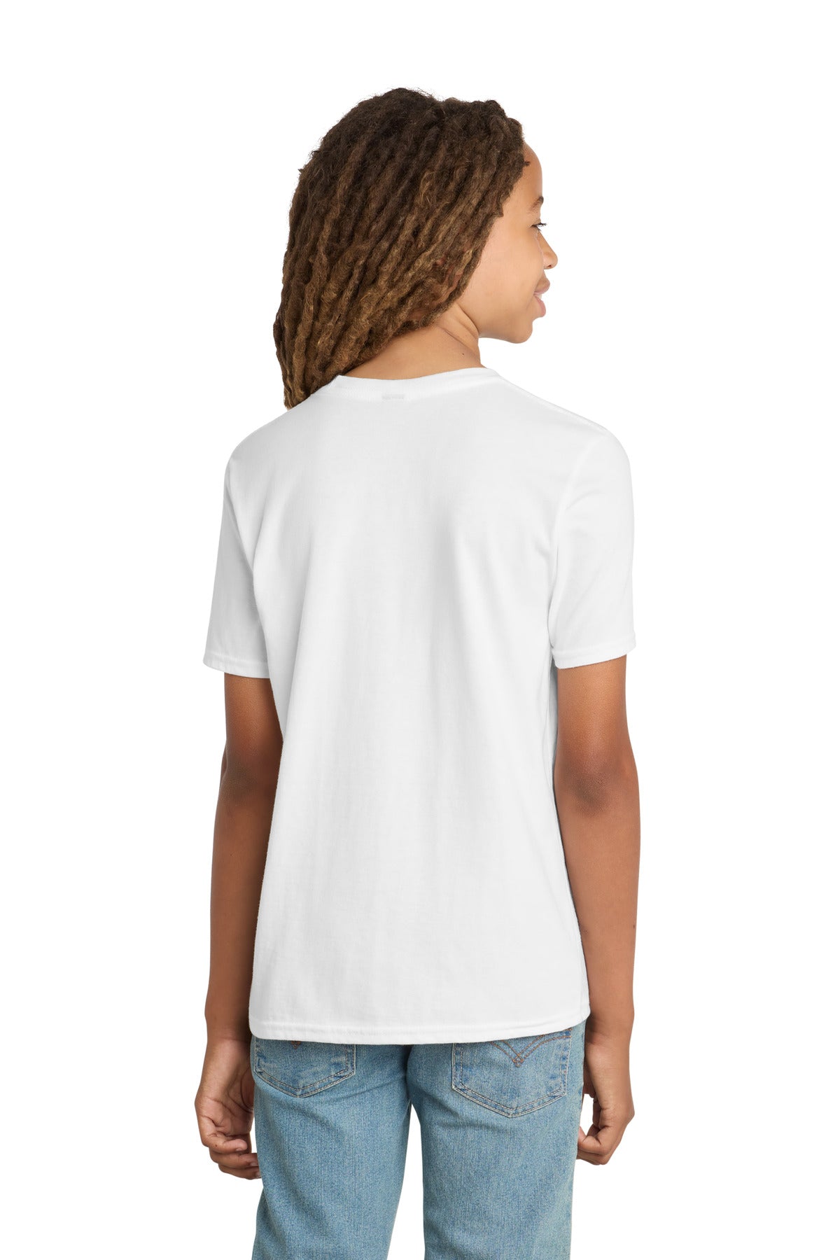Custom Embroidered District T-Shirts  in White