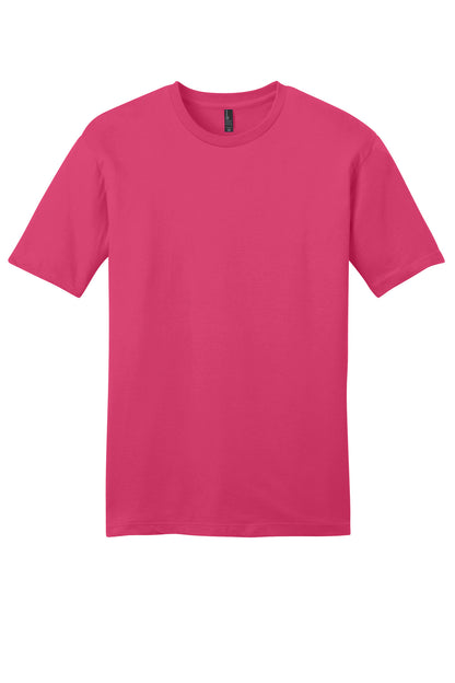 Custom Embroidered District T-Shirts  in Flush Pink