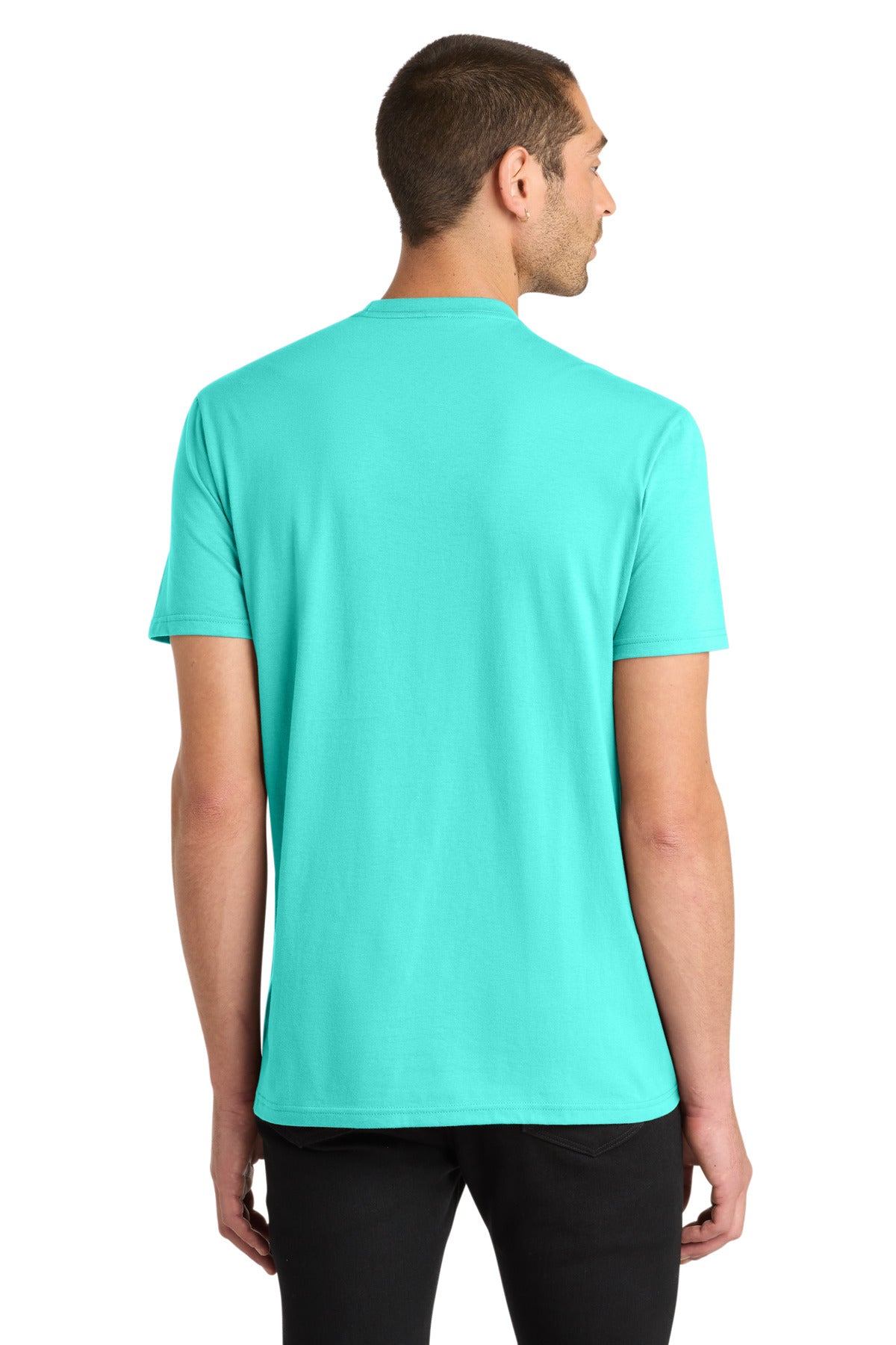 Custom Embroidered District T-Shirts  in Aqua