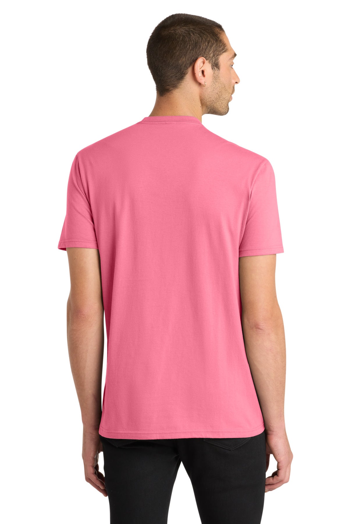 Custom Embroidered District T-Shirts  in Awareness Pink
