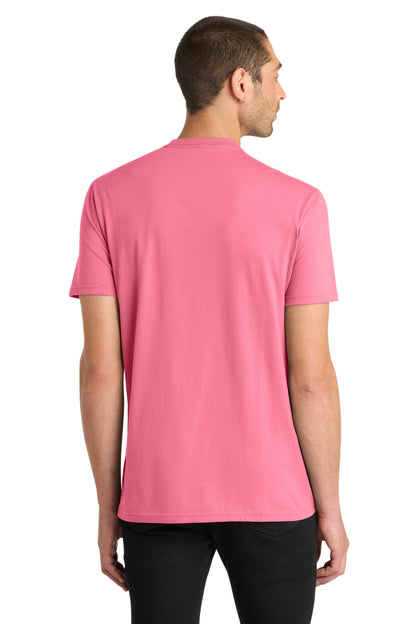 Custom Embroidered District T-Shirts  in Awareness Pink