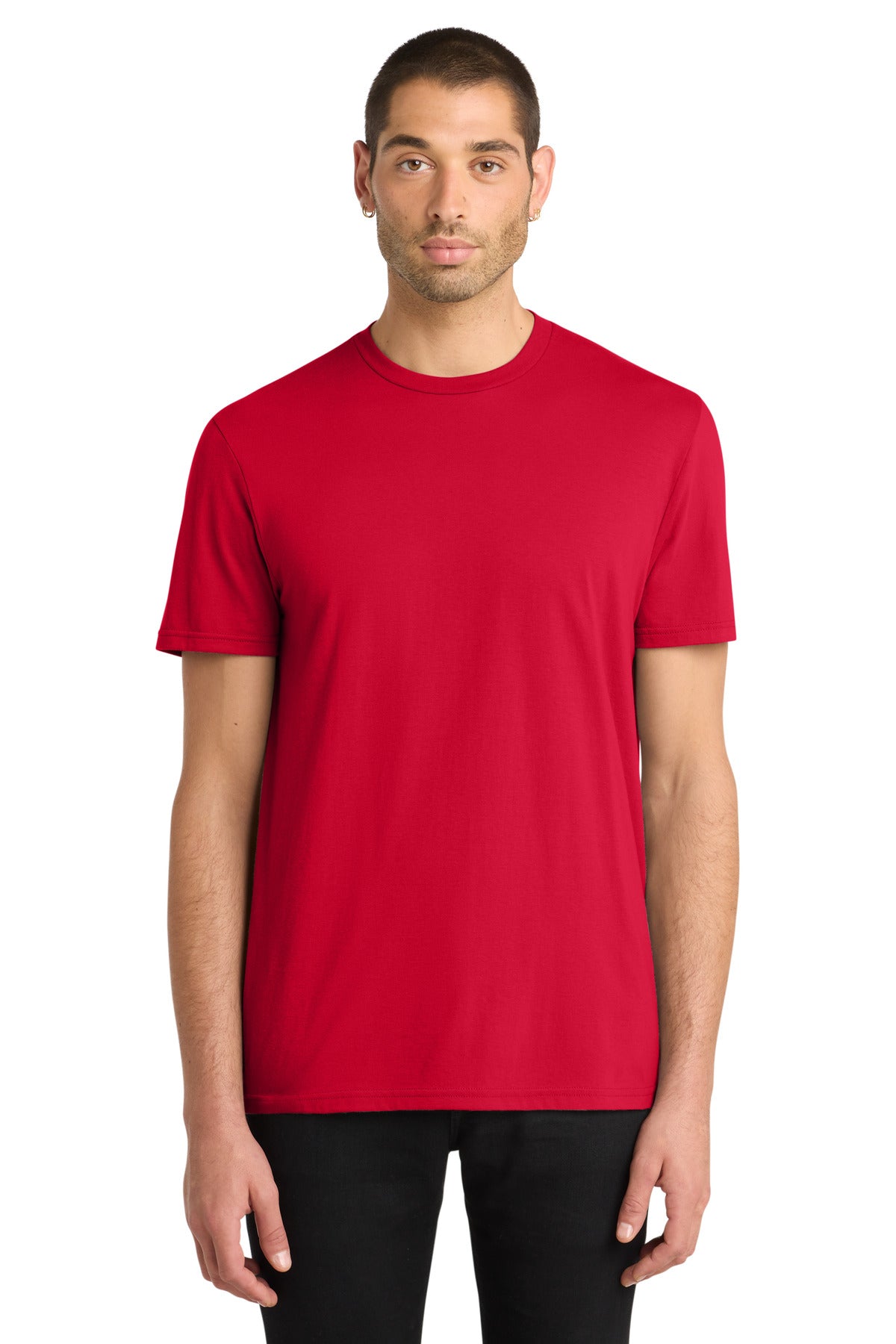 Custom Embroidered District T-Shirts  in Classic Red