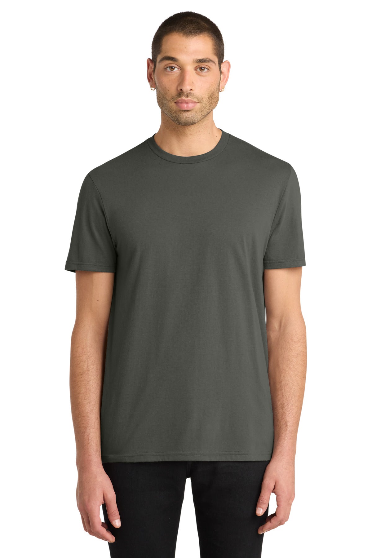 Custom Embroidered District T-Shirts  in Deepest Grey