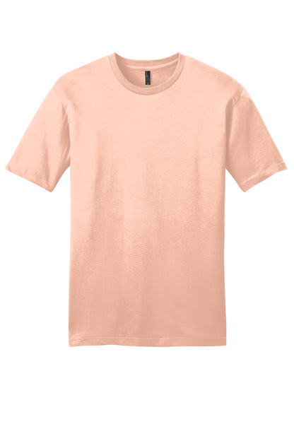 Custom Embroidered District T-Shirts  in Dusty Peach