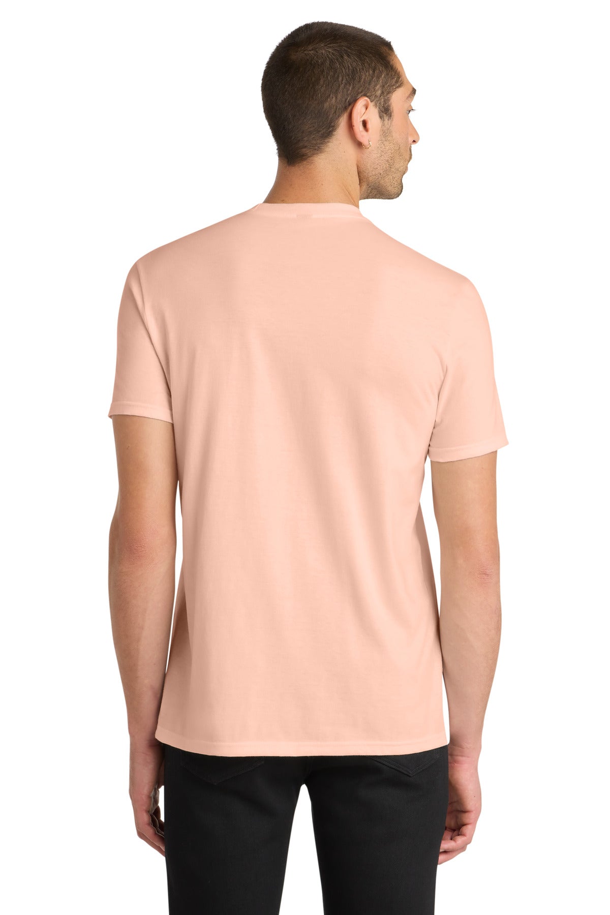 Custom Embroidered District T-Shirts  in Dusty Peach