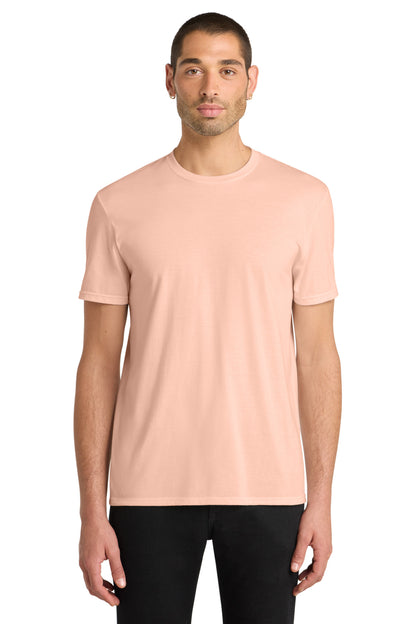 Custom Embroidered District T-Shirts  in Dusty Peach