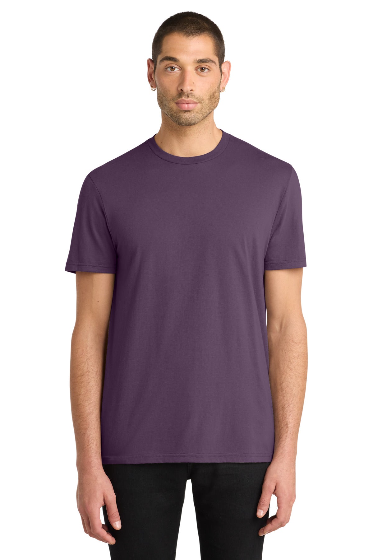 Custom Embroidered District T-Shirts  in Eggplant