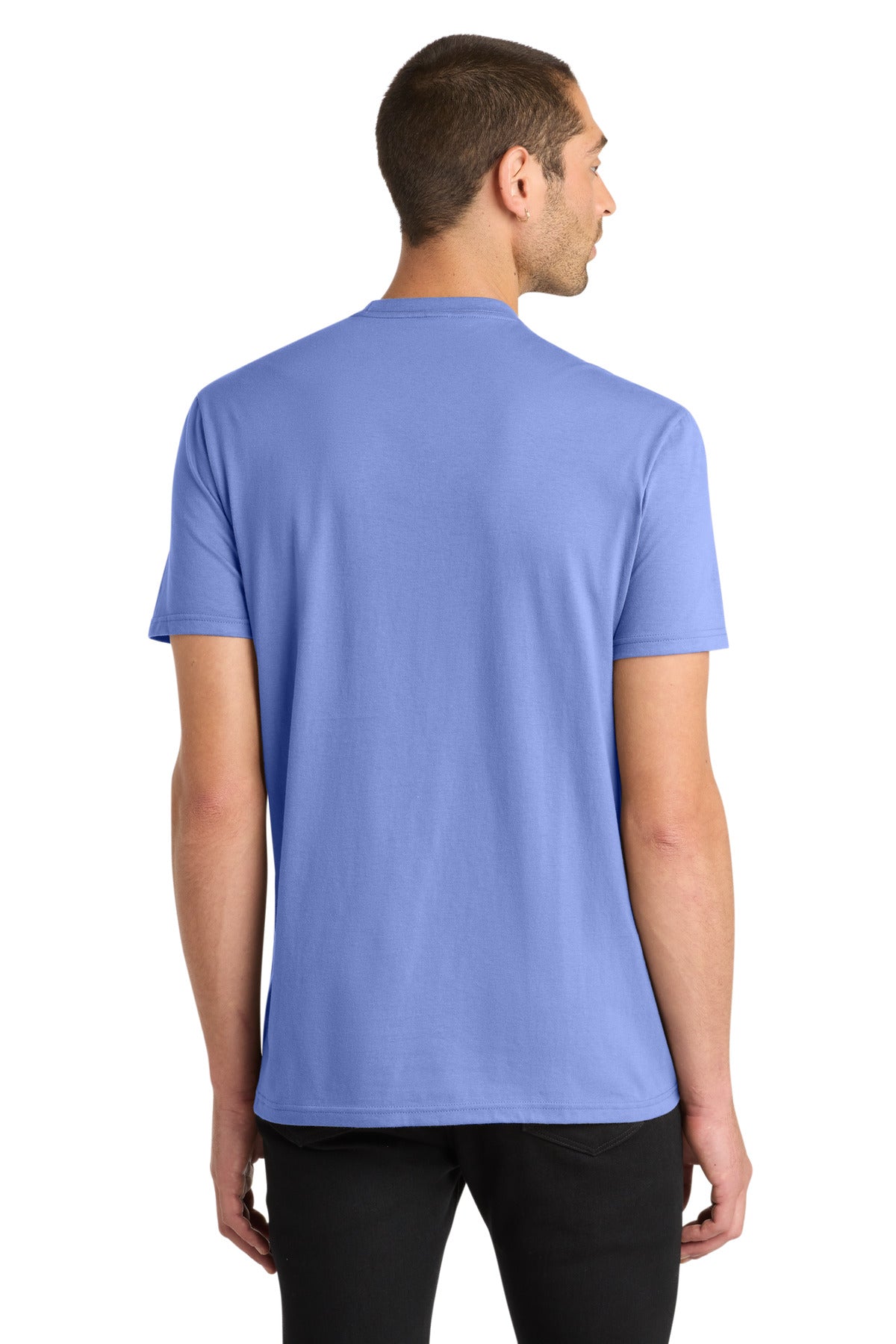 Custom Embroidered District T-Shirts  in Electric Purple