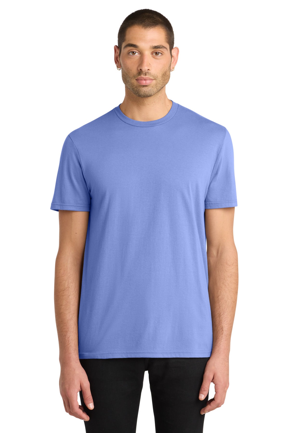 Custom Embroidered District T-Shirts  in Electric Purple