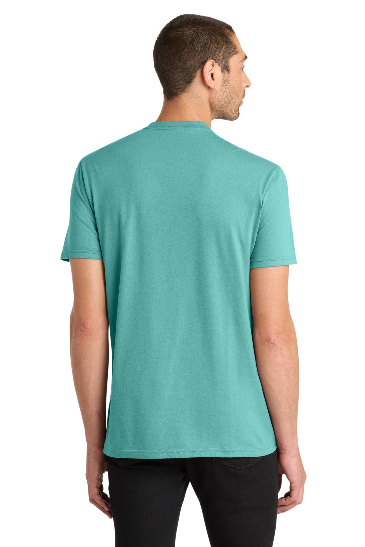 Custom Embroidered District T-Shirts  in Eucalyptus Blue