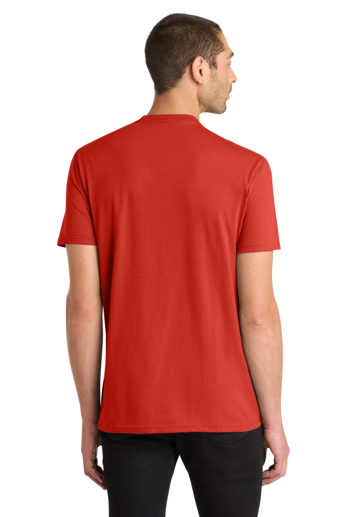 Custom Embroidered District T-Shirts  in Fiery Red