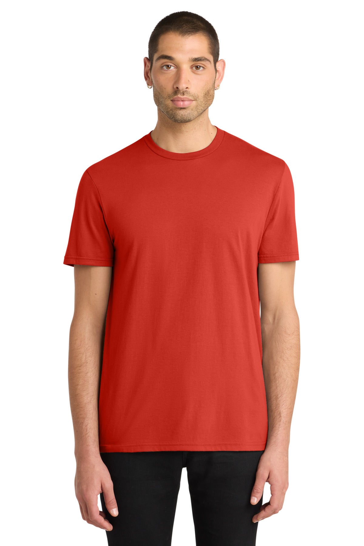 Custom Embroidered District T-Shirts  in Fiery Red