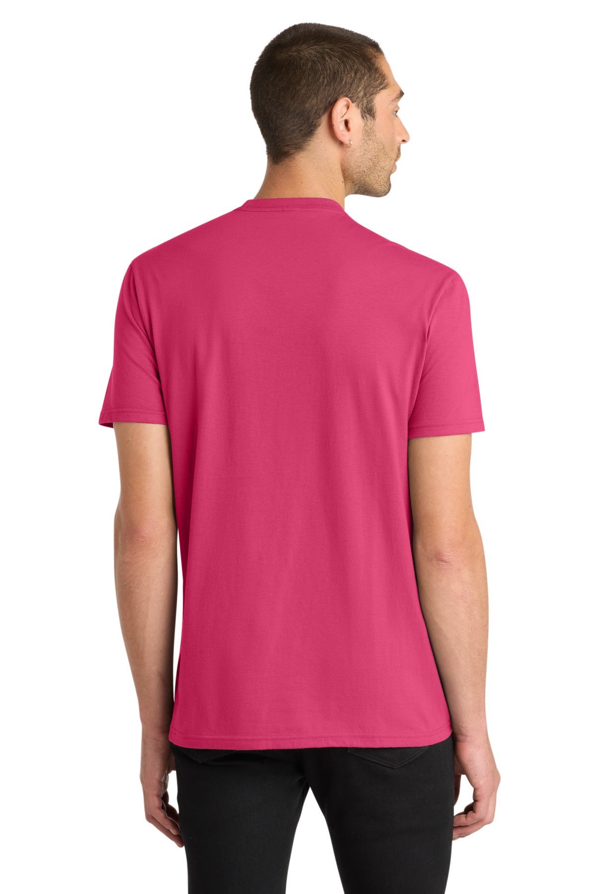 Custom Embroidered District T-Shirts  in Flush Pink