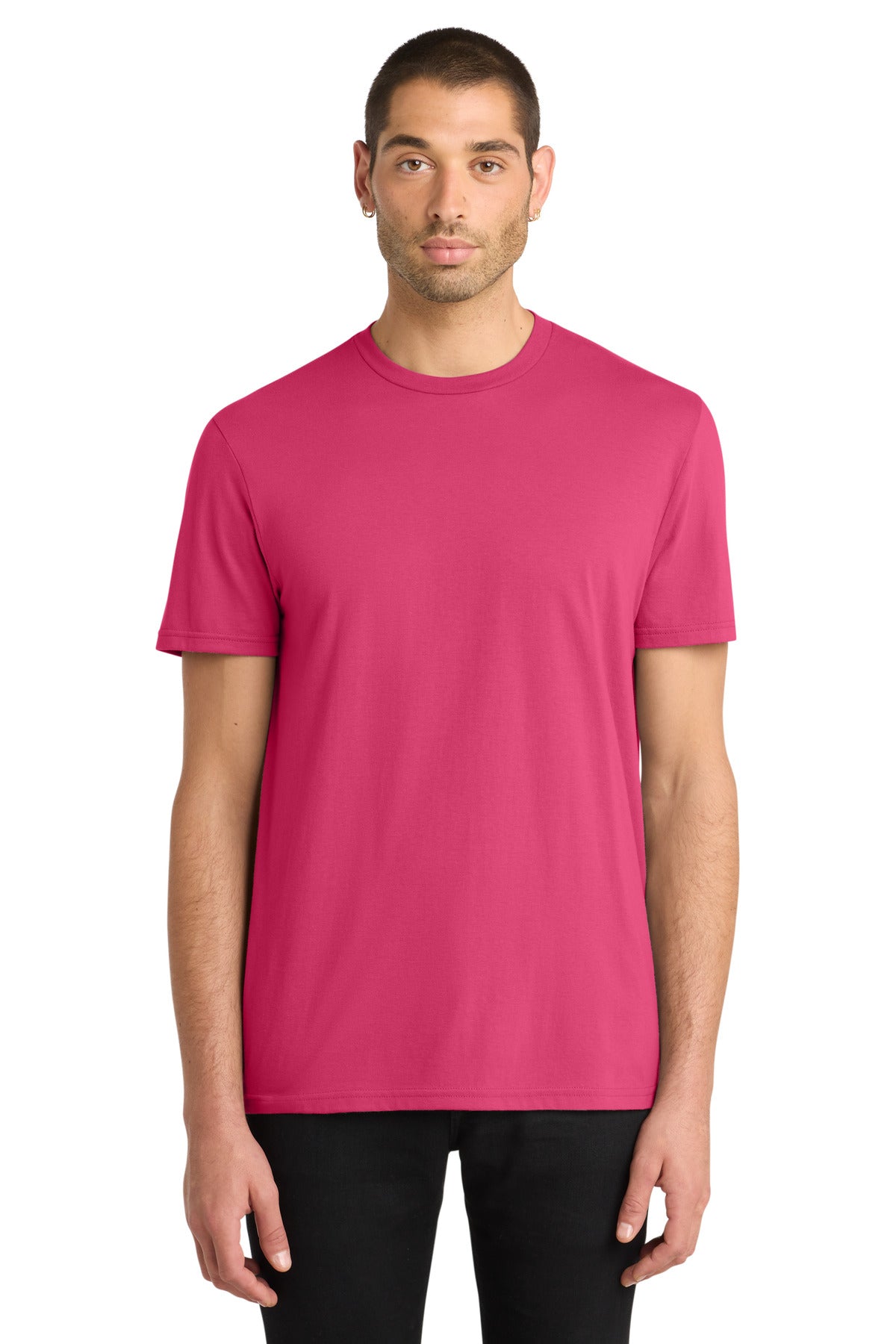 Custom Embroidered District T-Shirts  in Flush Pink