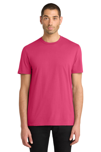 Custom Embroidered District T-Shirts  in Flush Pink