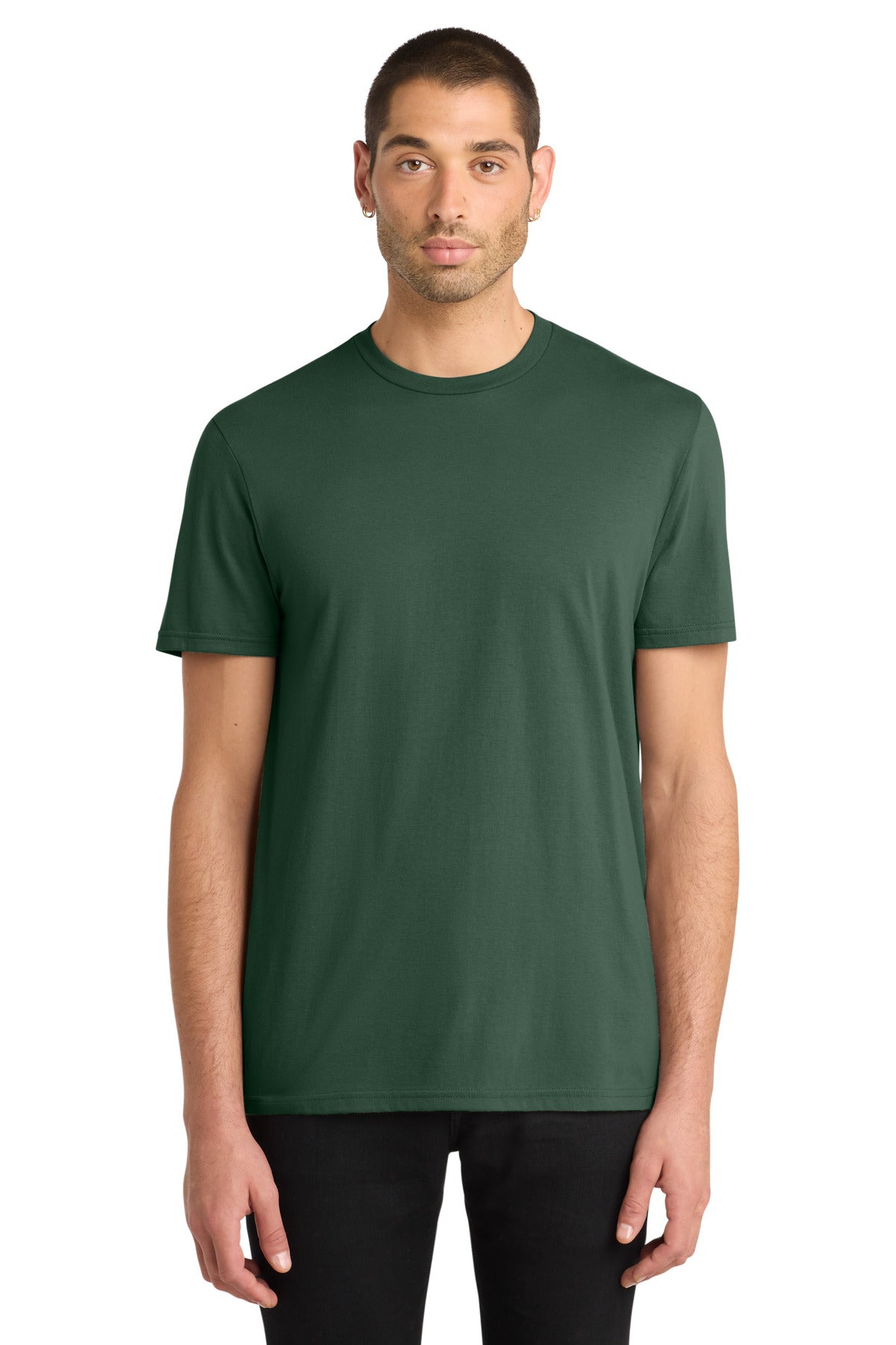 Custom Embroidered District T-Shirts  in Forest Green
