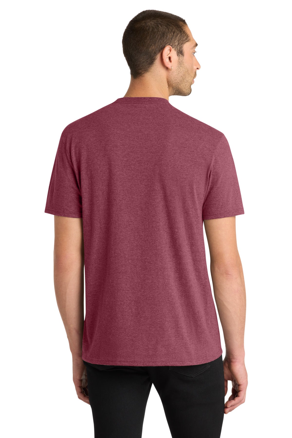 Custom Embroidered District T-Shirts  in Heathered Cardinal