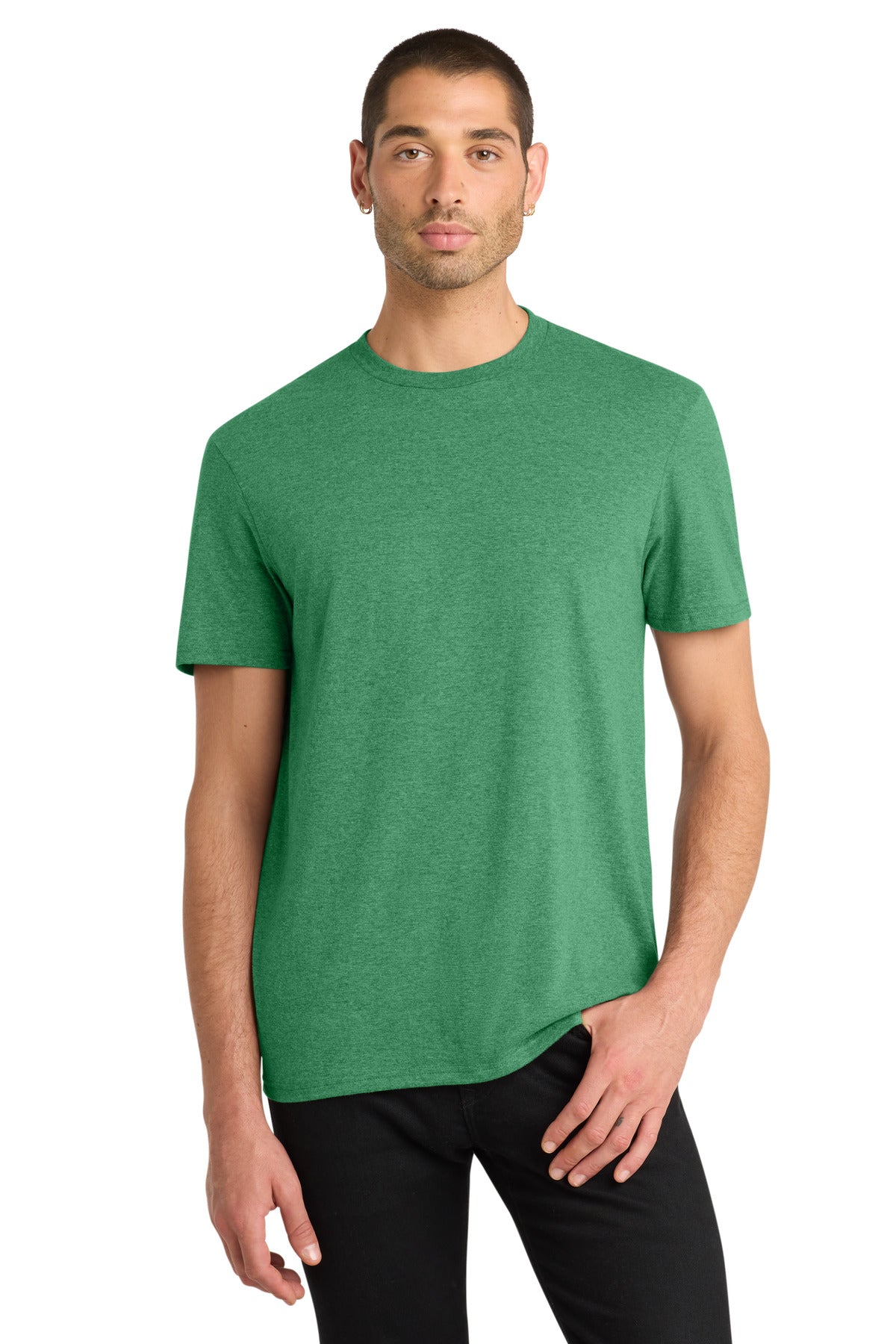 Custom Embroidered District T-Shirts  in Heathered Kelly Green