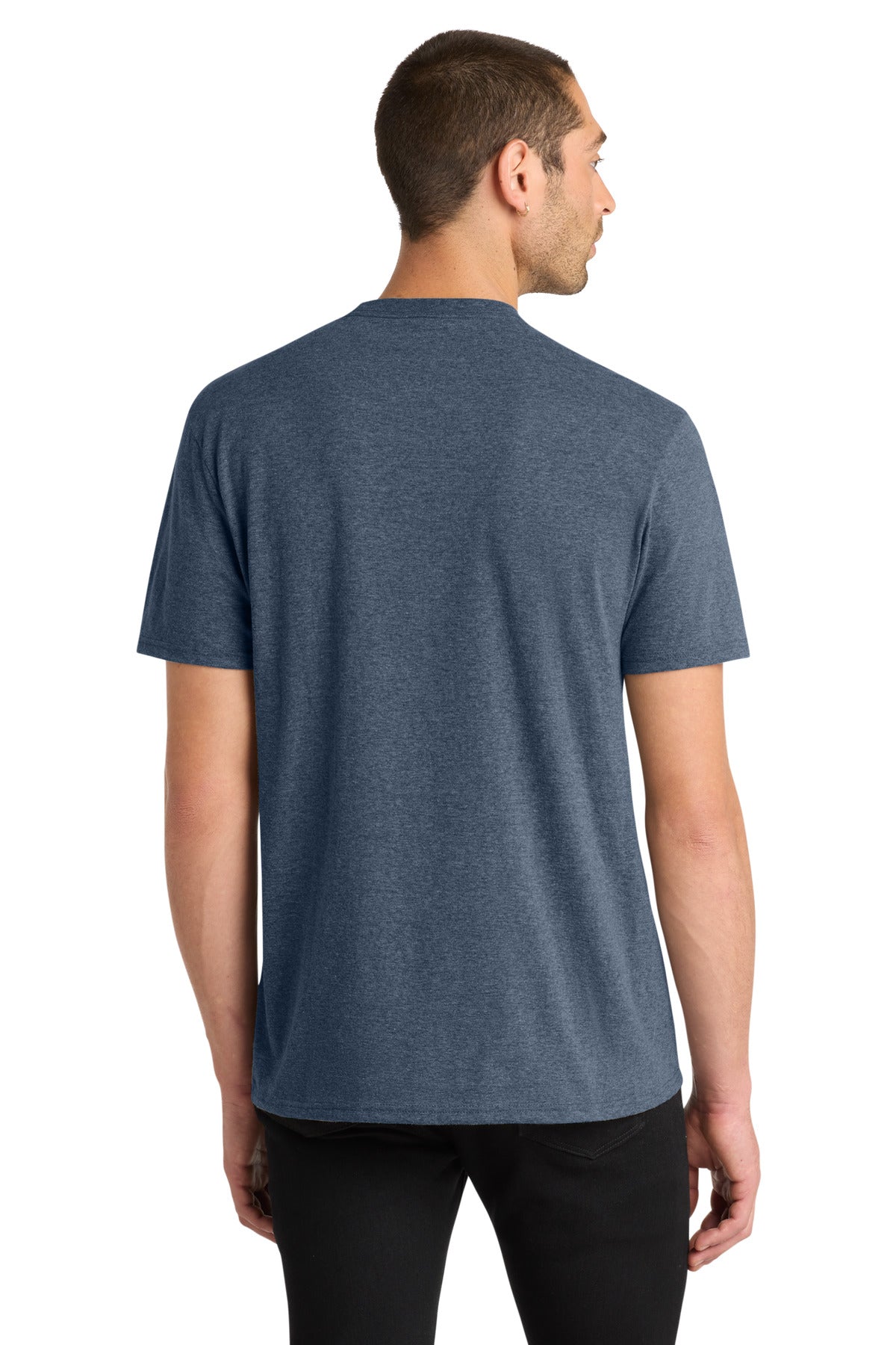 Custom Embroidered District T-Shirts  in Heathered Navy
