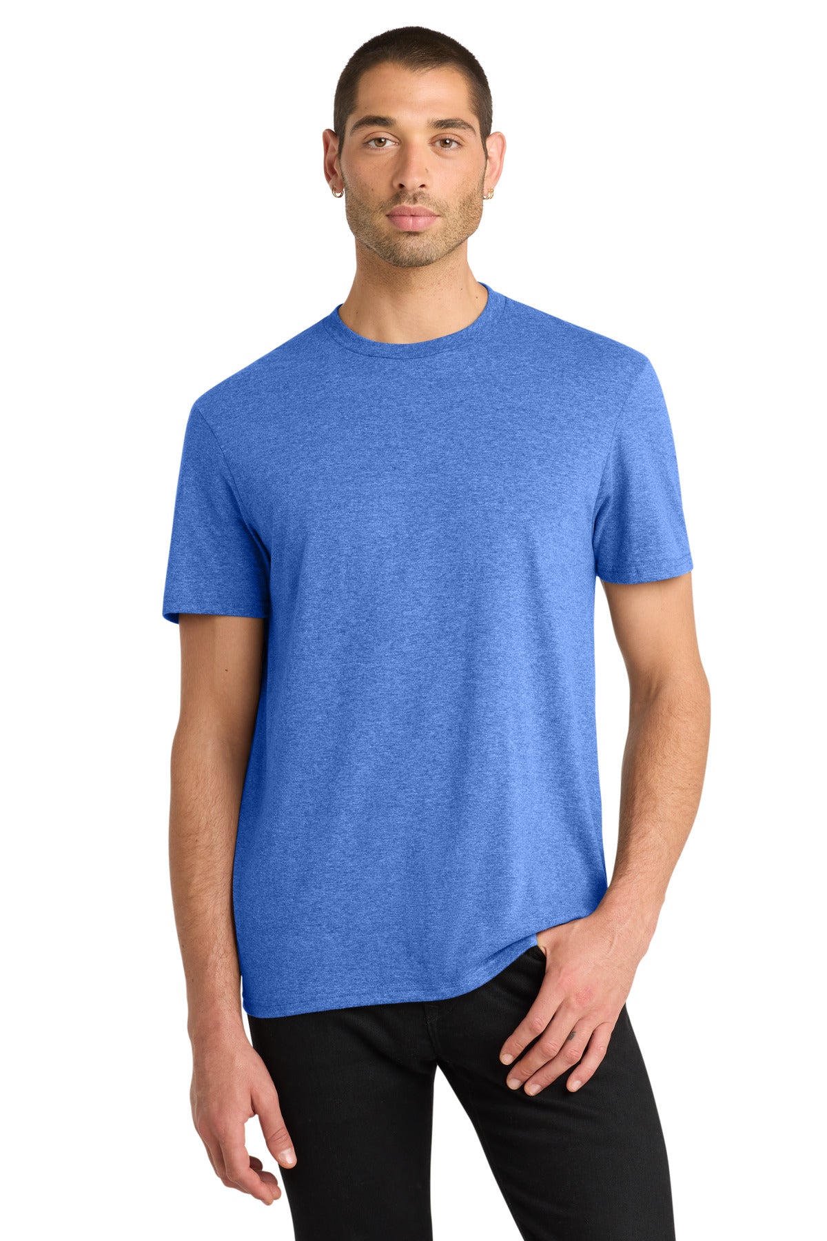 Custom Embroidered District T-Shirts  in Heathered Royal