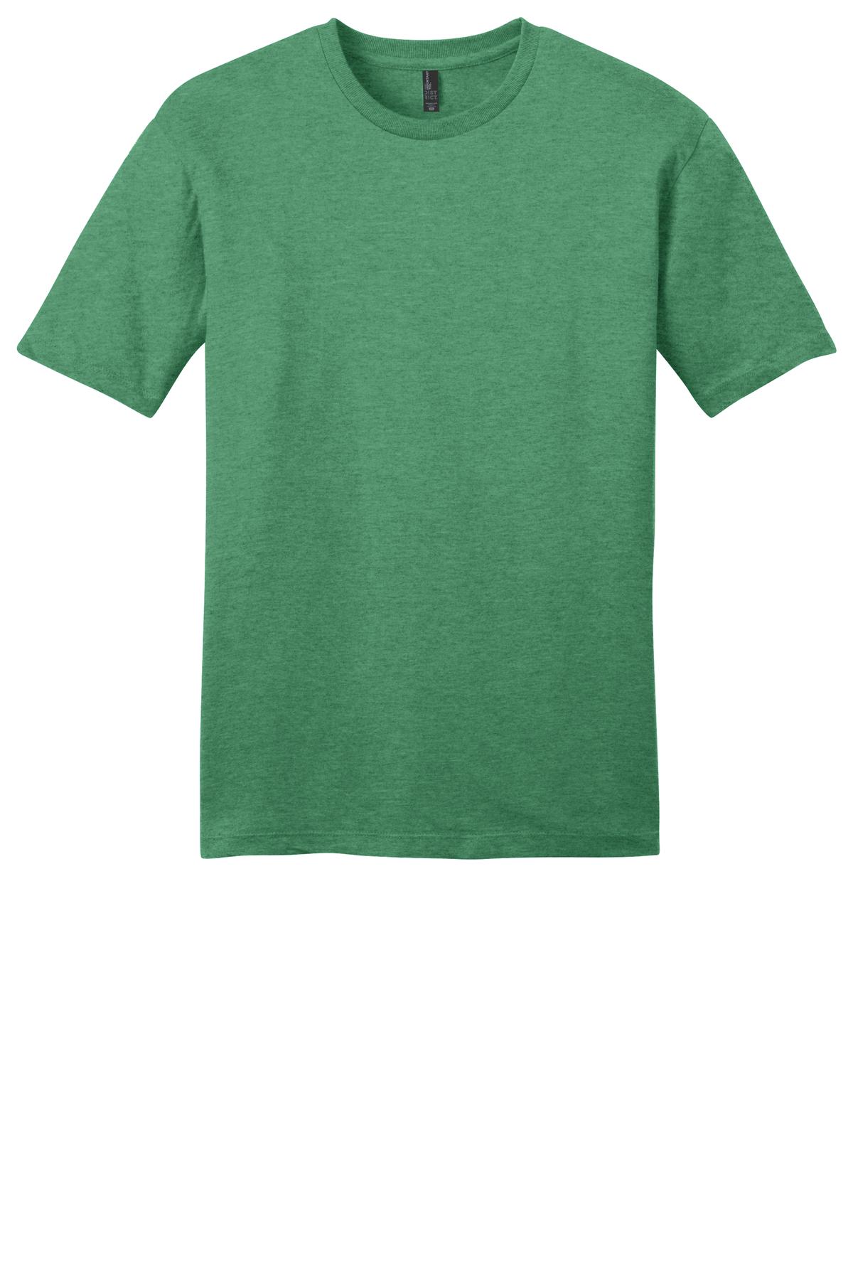 Custom Embroidered District T-Shirts  in Heathered Kelly Green