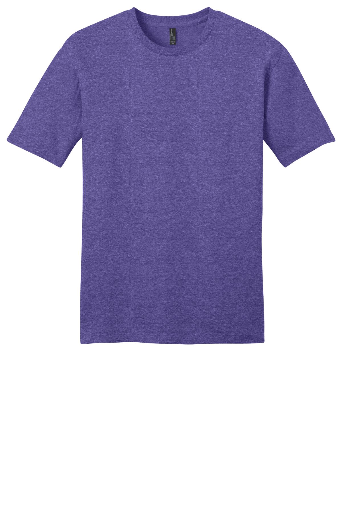 Custom Embroidered District T-Shirts  in Heathered Purple