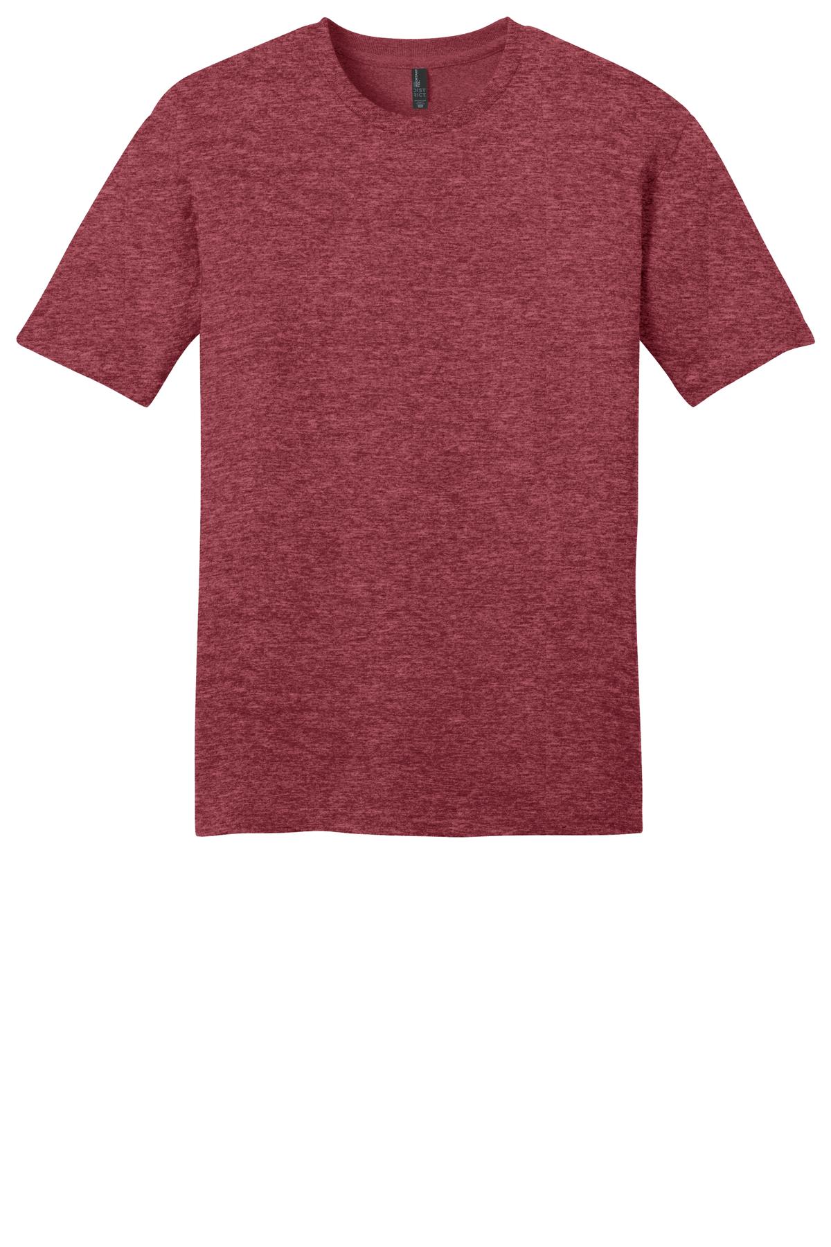 Custom Embroidered District T-Shirts  in Heathered Red