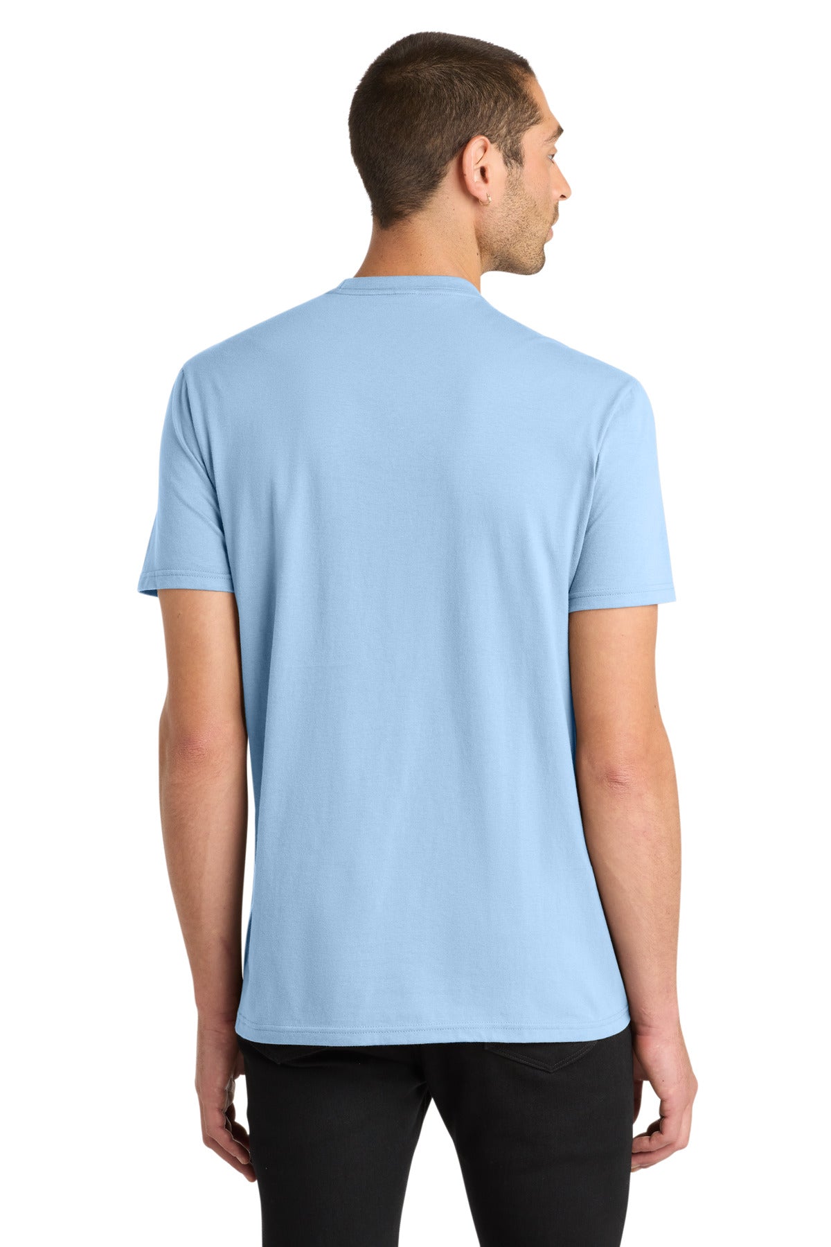 Custom Embroidered District T-Shirts  in Ice Blue