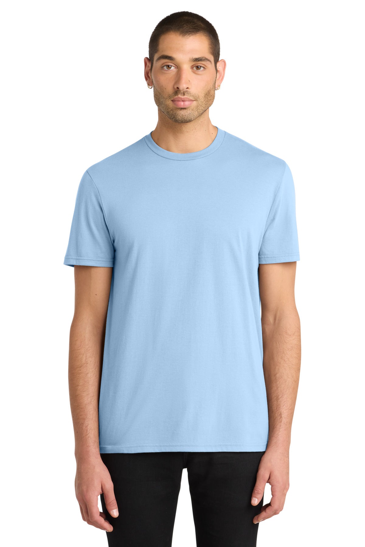 Custom Embroidered District T-Shirts  in Ice Blue