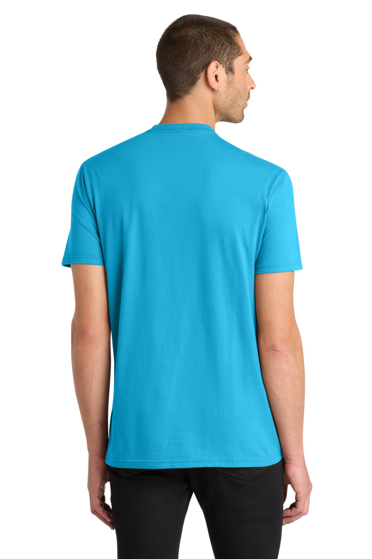 Custom Embroidered District T-Shirts  in Light Turquoise