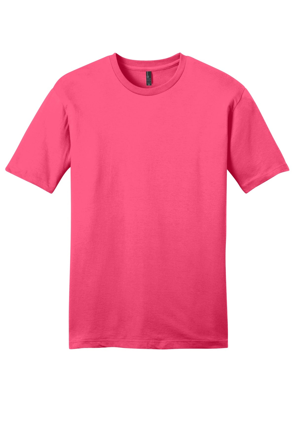 Custom Embroidered District T-Shirts  in Neon Pink