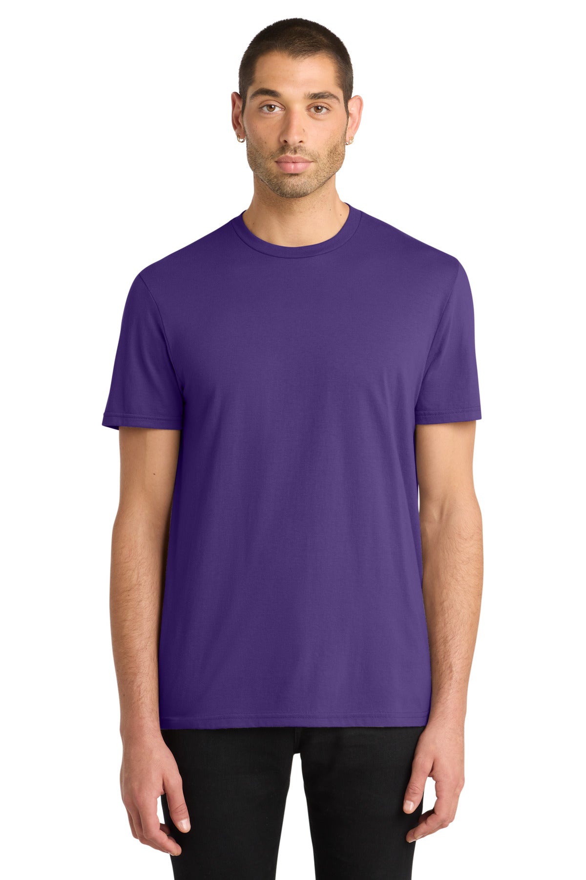 Custom Embroidered District T-Shirts  in Purple