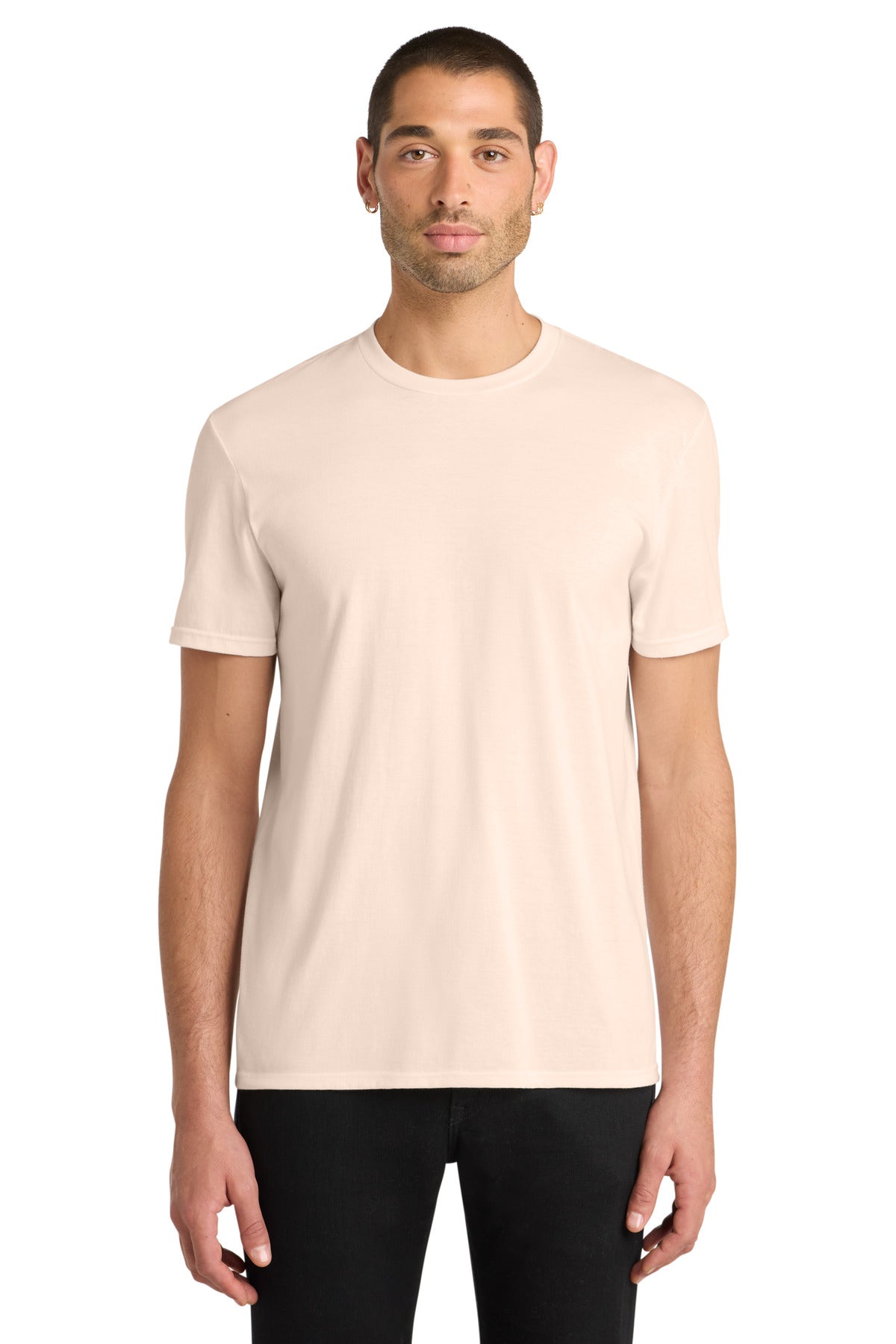 Custom Embroidered District T-Shirts  in Rosewater Pink