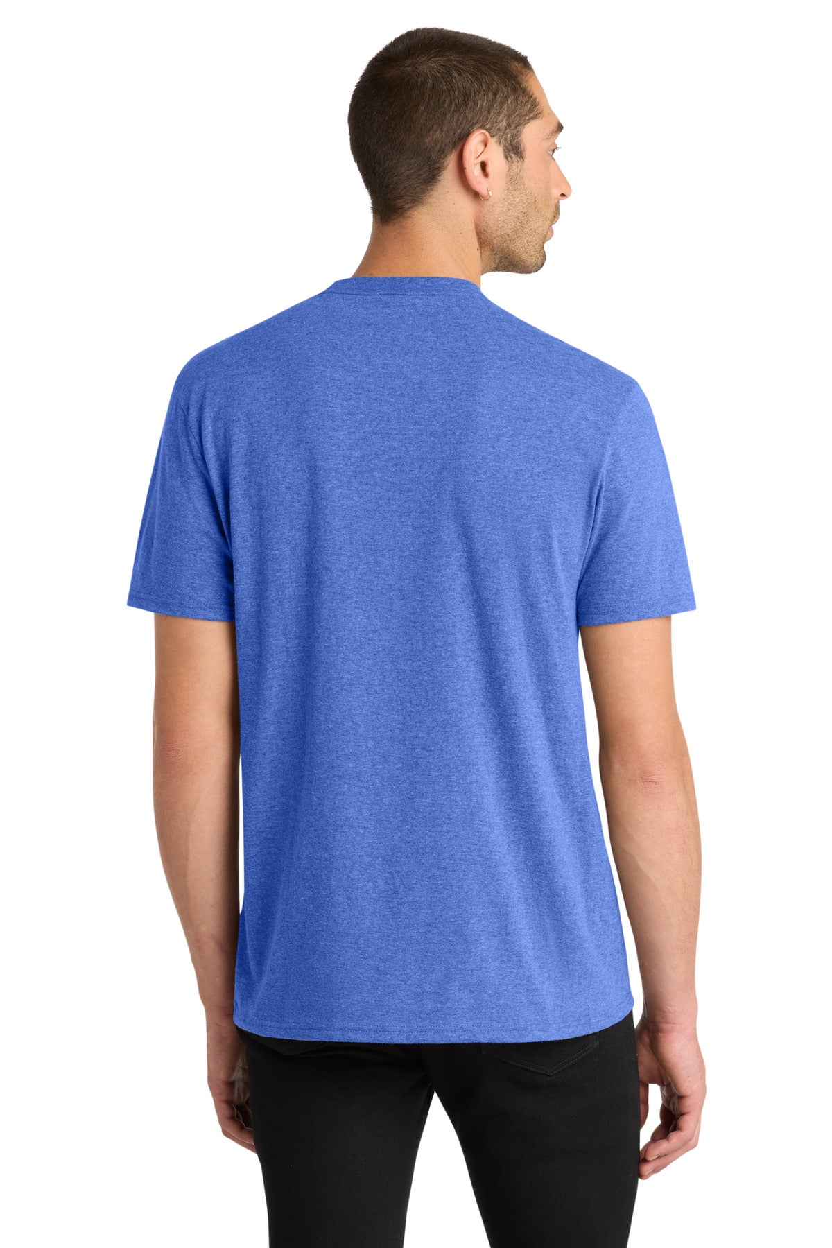 Custom Embroidered District T-Shirts  in Royal Frost