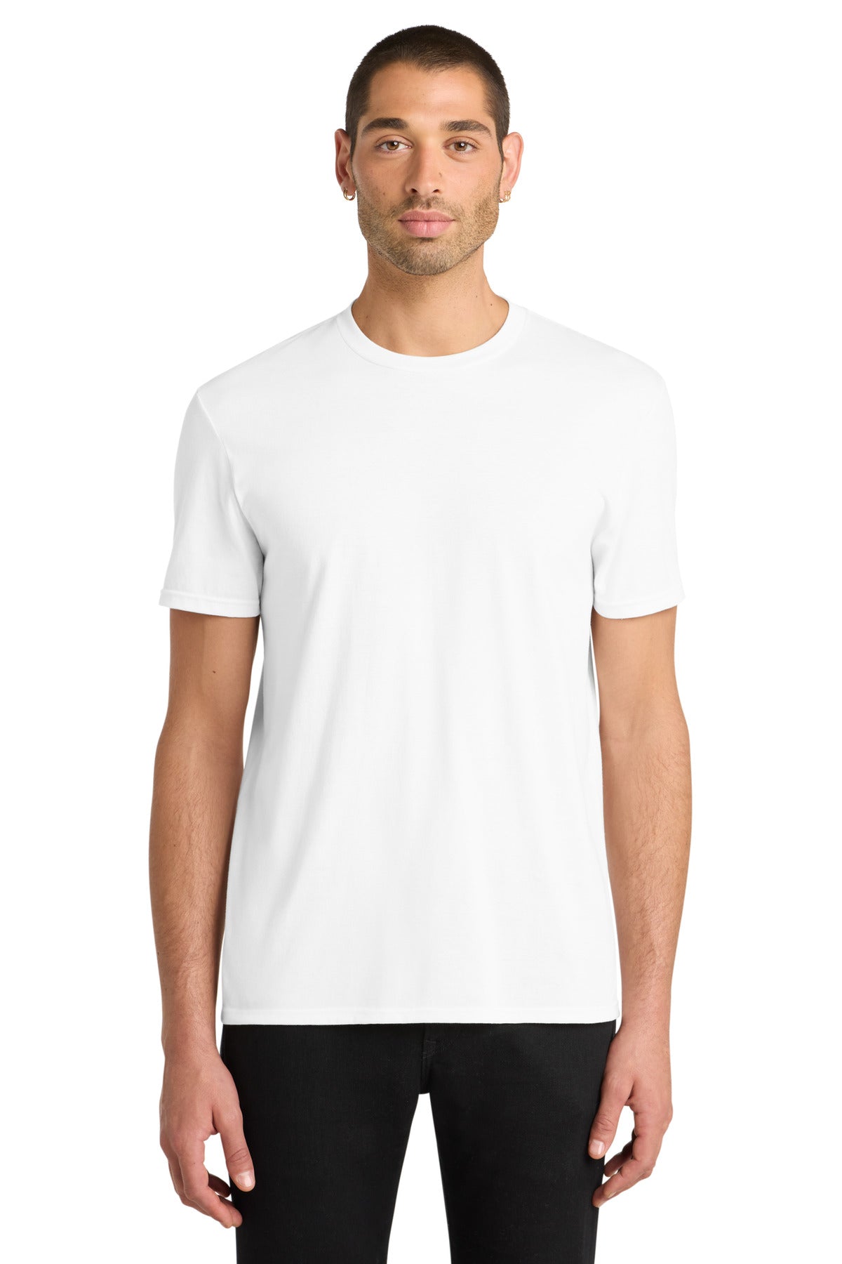 Custom Embroidered District T-Shirts  in White