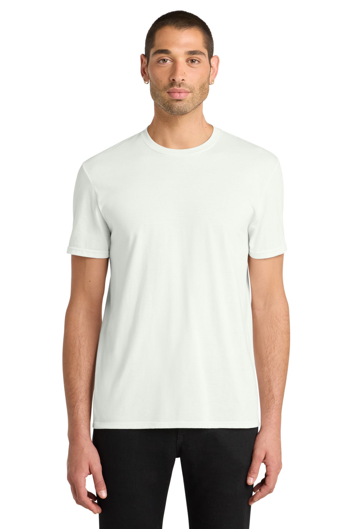 Custom Embroidered District T-Shirts  in White Smoke