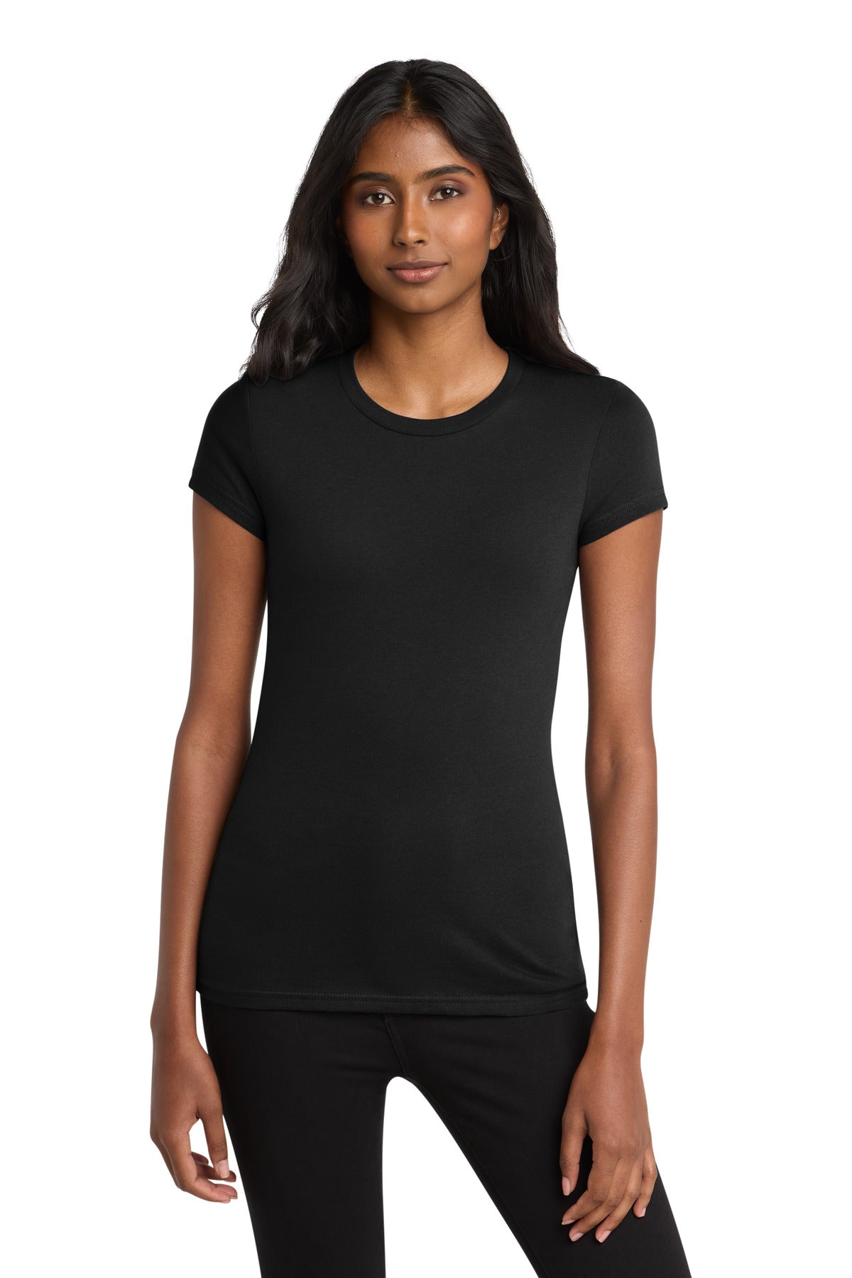 Custom Embroidered District T-Shirts  in Black