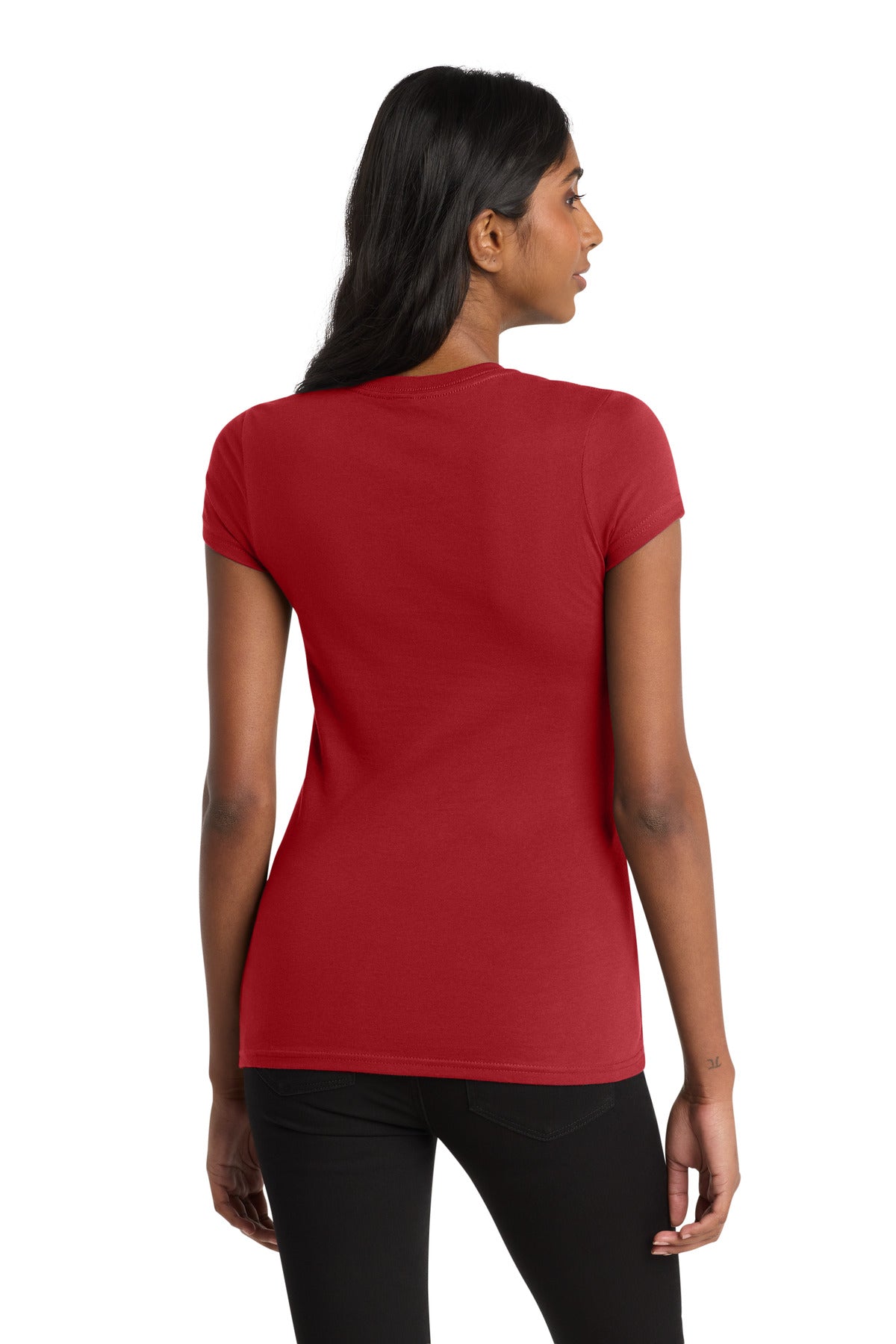 Custom Embroidered District T-Shirts  in Classic Red