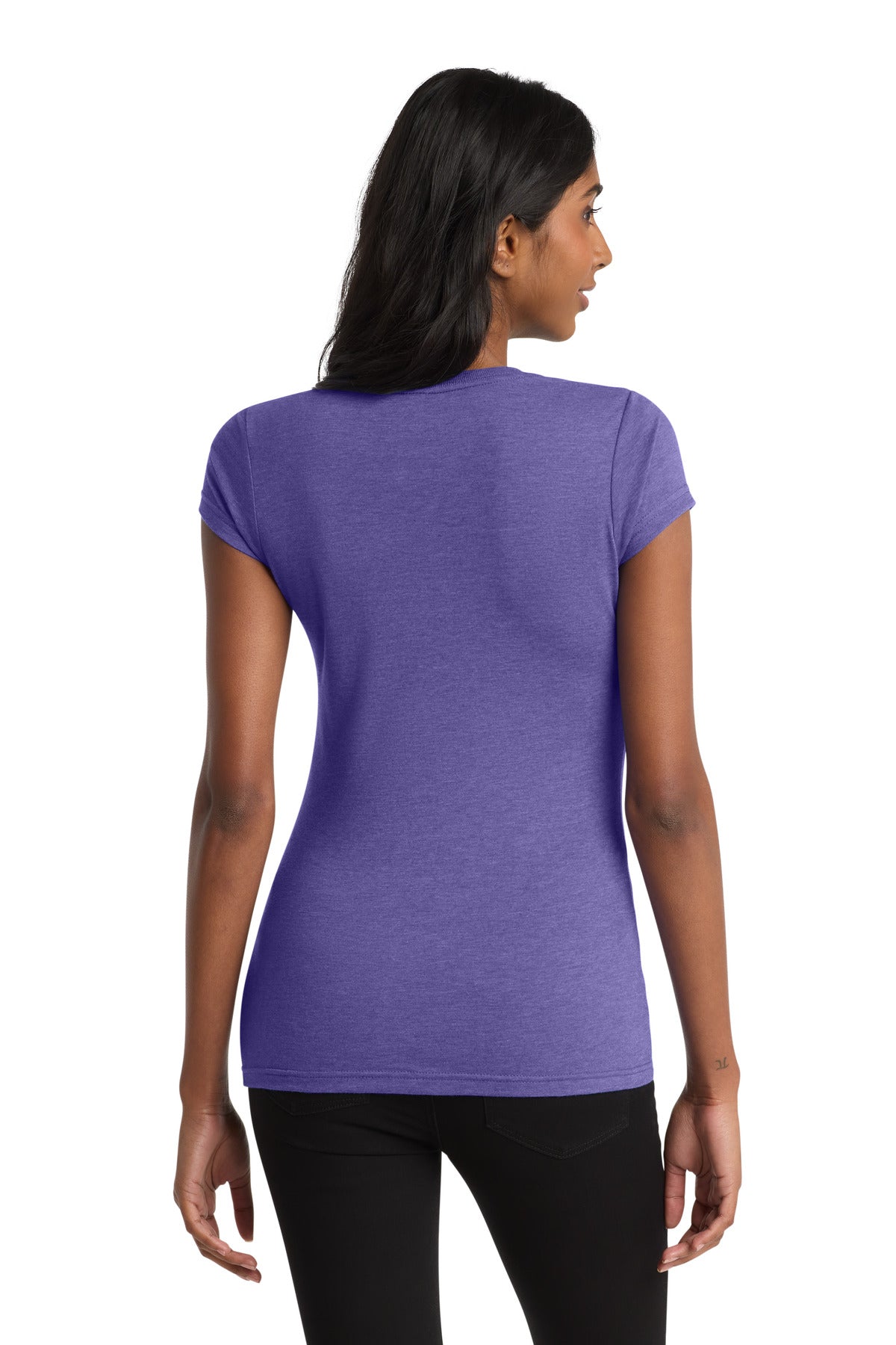 Custom Embroidered District T-Shirts  in Heathered Purple