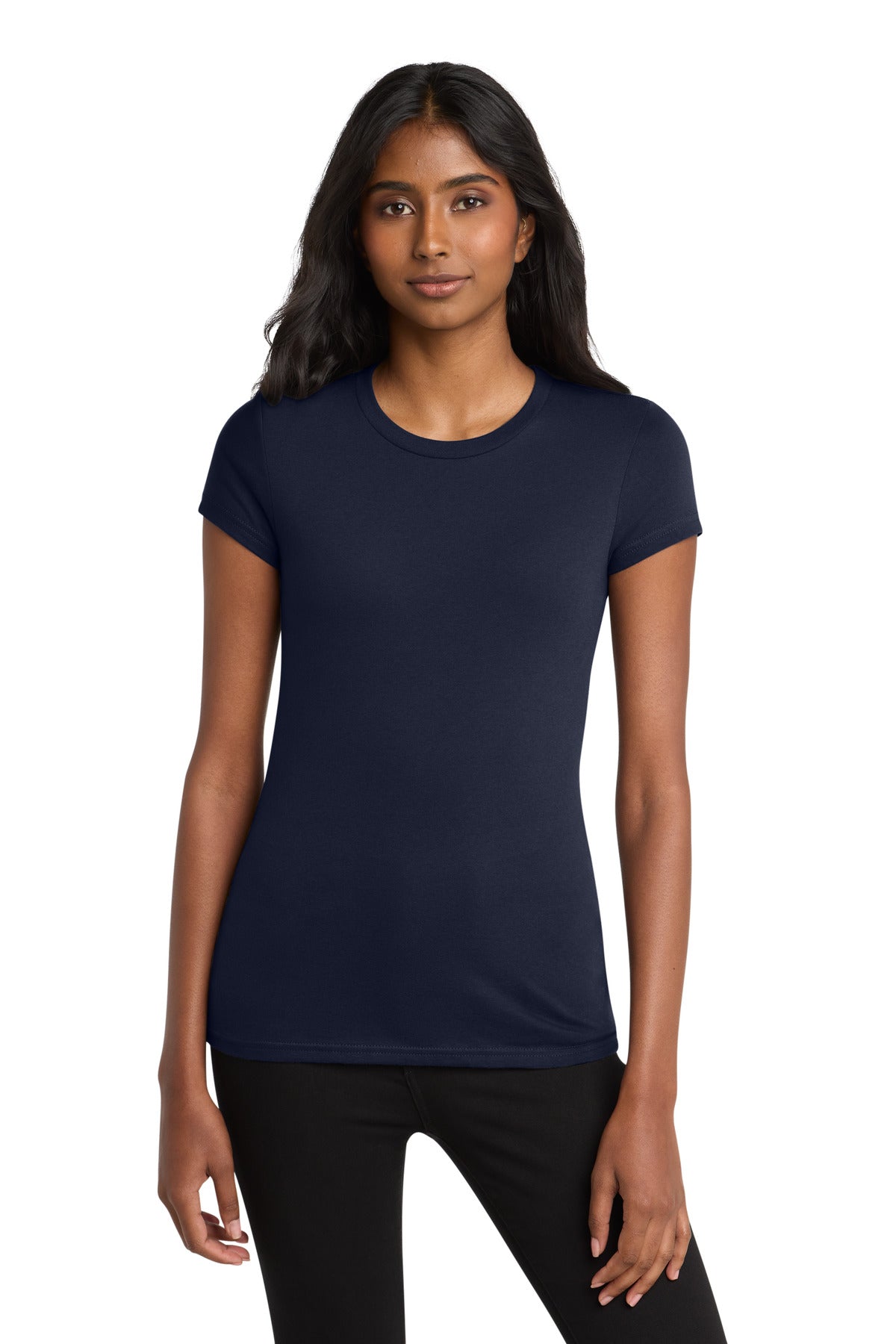 Custom Embroidered District T-Shirts  in New Navy