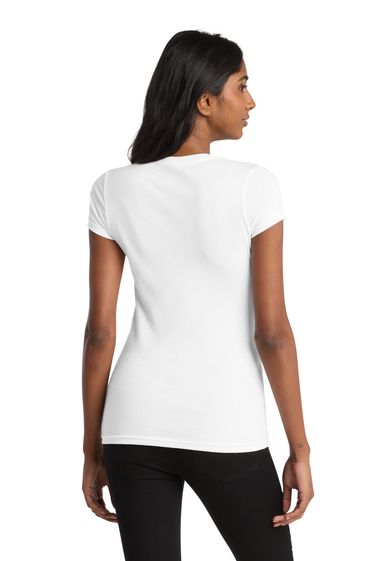 Custom Embroidered District T-Shirts  in White