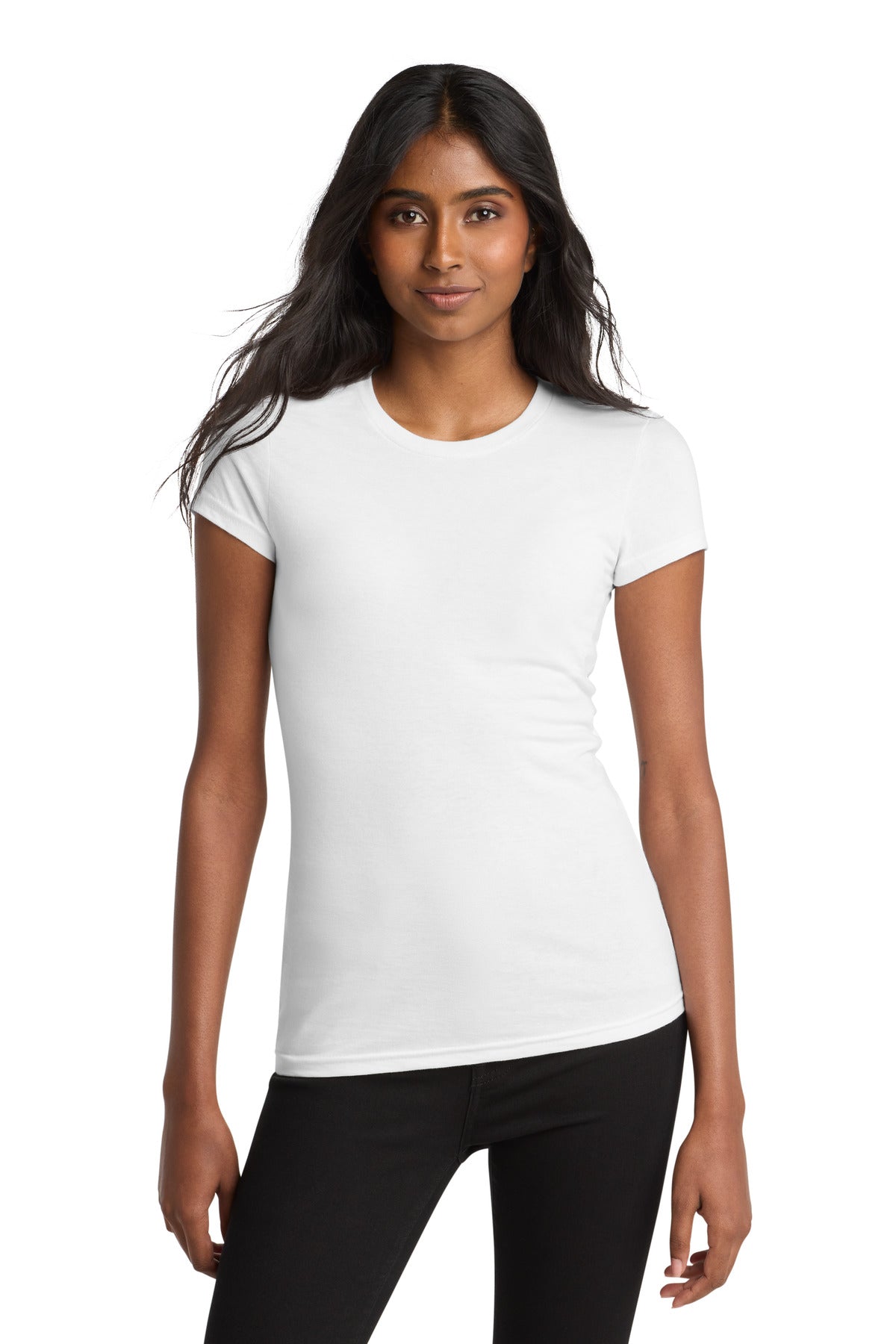 Custom Embroidered District T-Shirts  in White