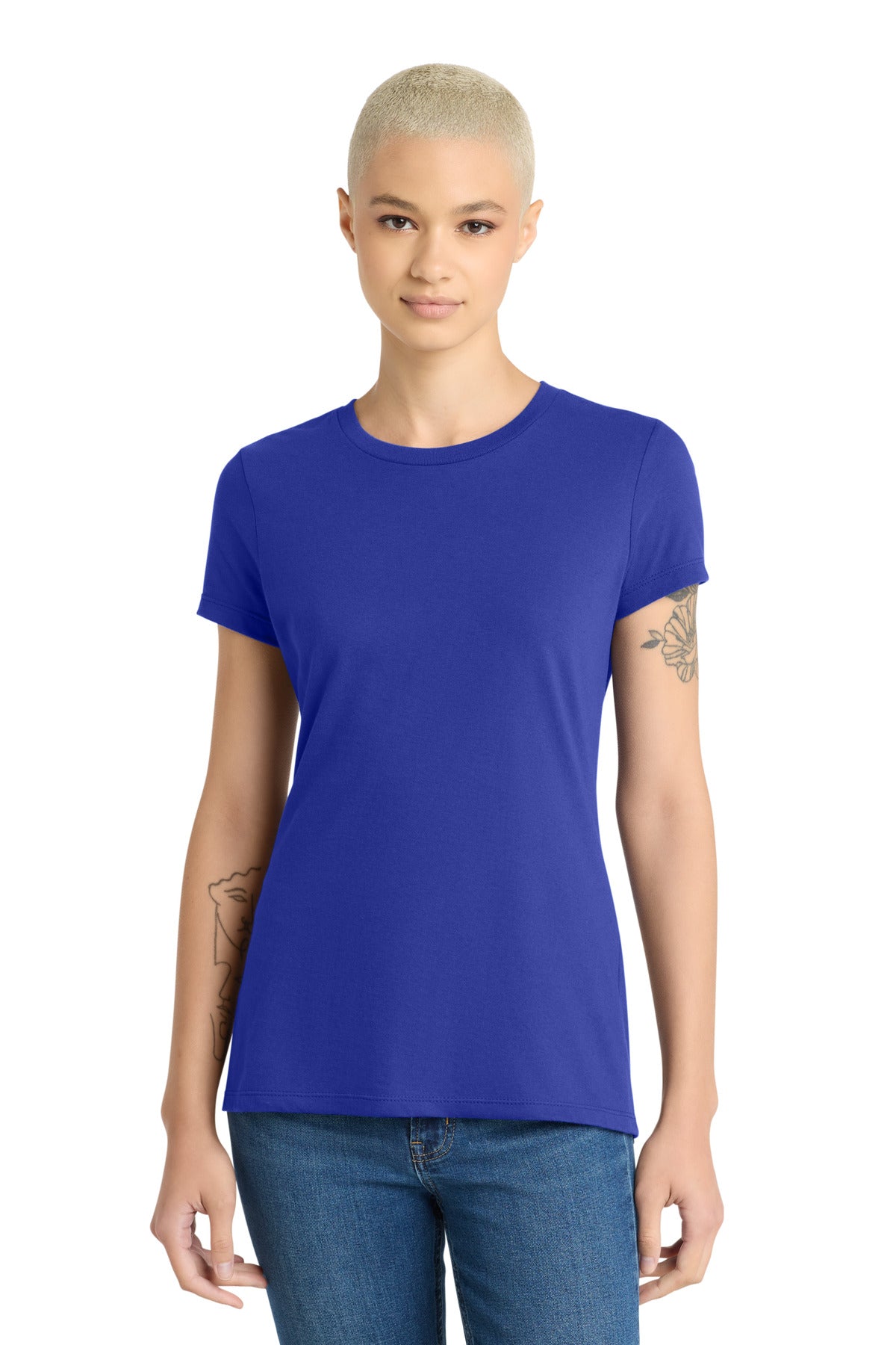 Custom Embroidered District T-Shirts  in Deep Royal