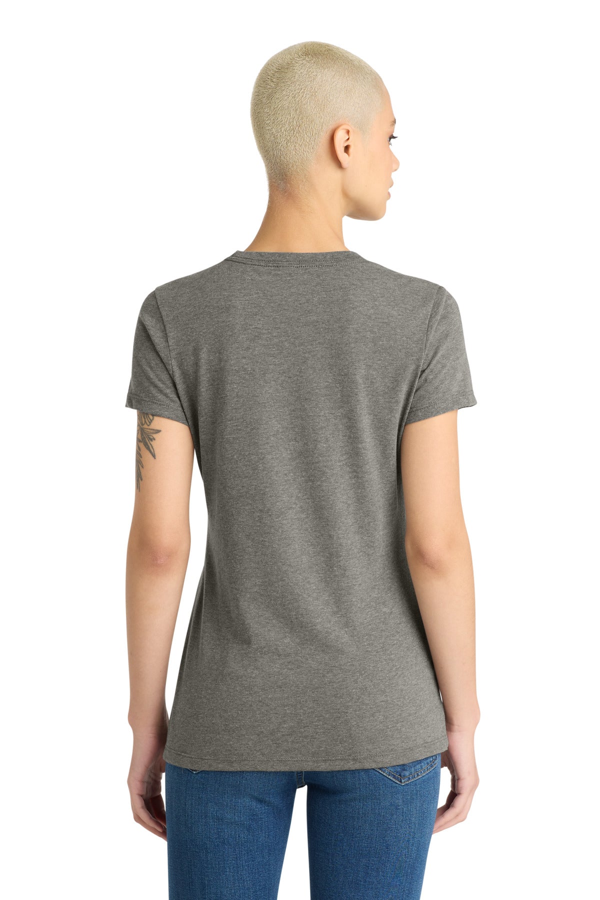 Custom Embroidered District T-Shirts  in Grey Frost